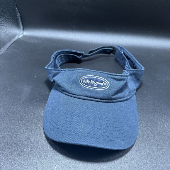 Life Is Good Visor Unisex Blue Hook Loop Adjustable 100% Cotton - Picture 1 of 5